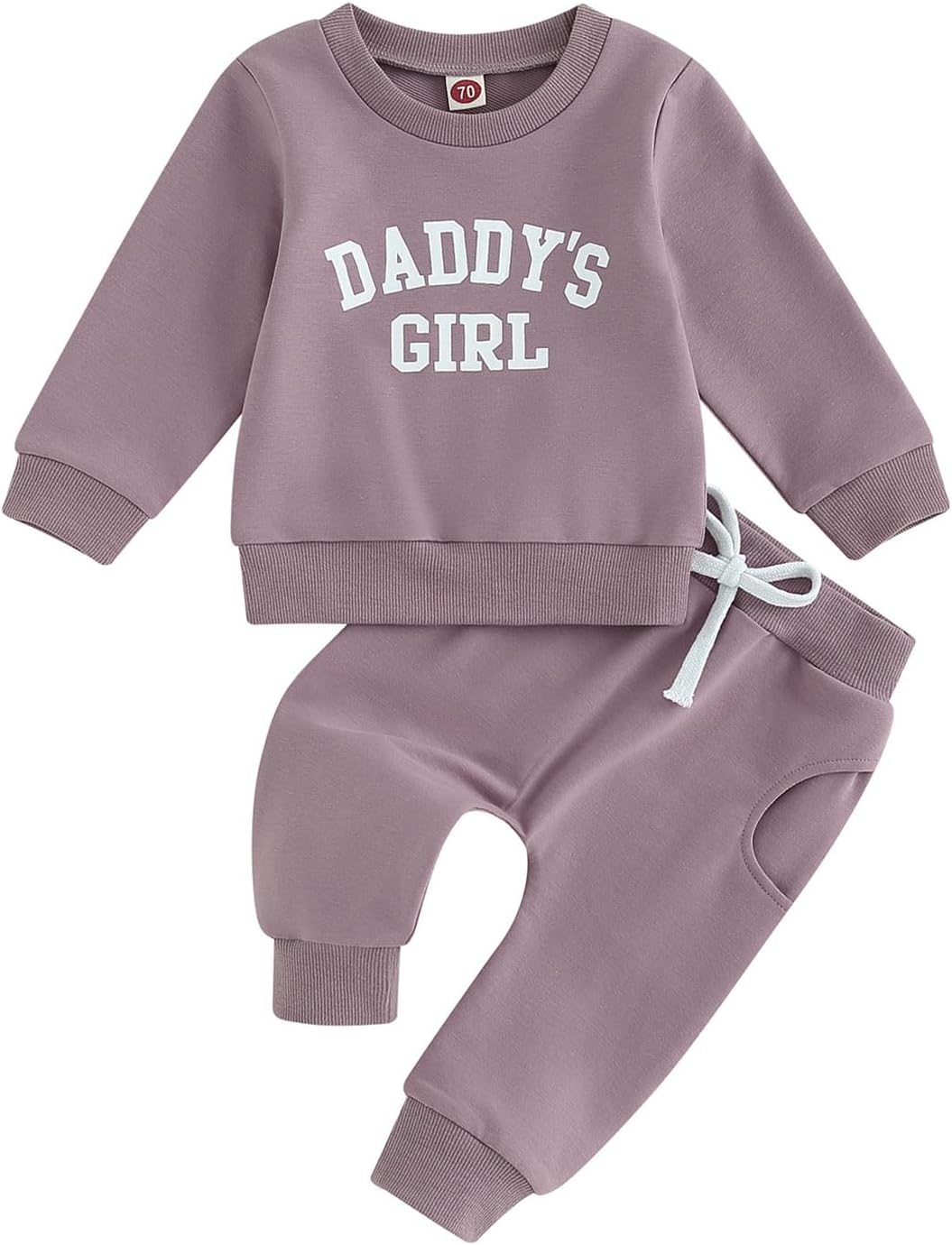 Sduydiosy Toddler Baby Girls Fall Outfits Long Sleeve Crew Neck Letters Print Sweatshirt Top with Pants Cute Newborn Clolthes - Image 1